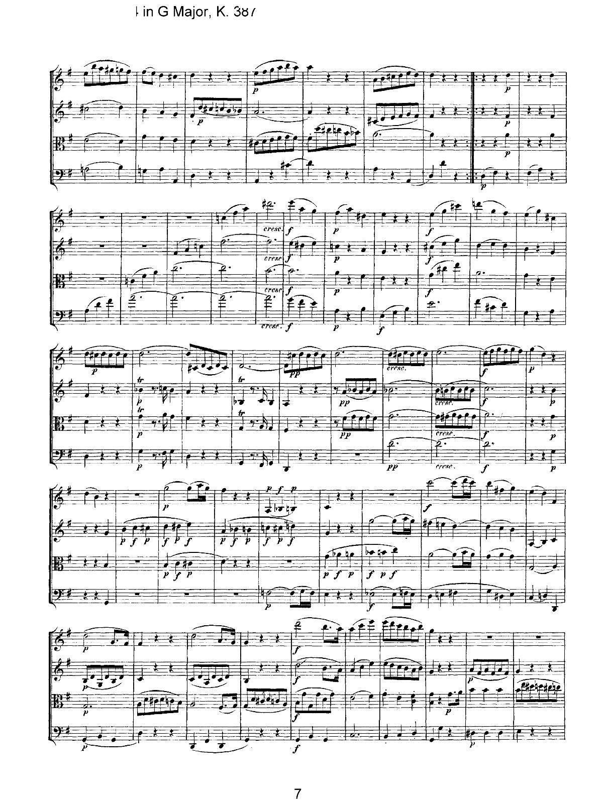 Mozart Quartet No 14 in G Major K 387(���V)7
