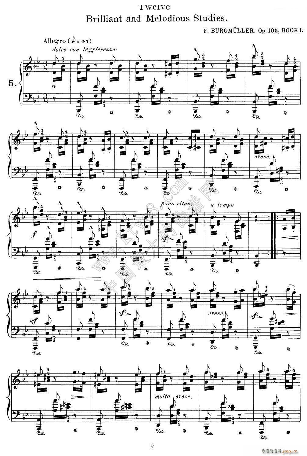 Burgmuller 12 Brillian and Melodious Studies 5(����V)1