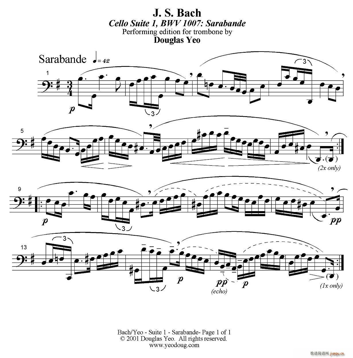 Douglas Yeo Sarabande �_��������� �����L(ch��ng)̖(ʮ�ּ�����)1