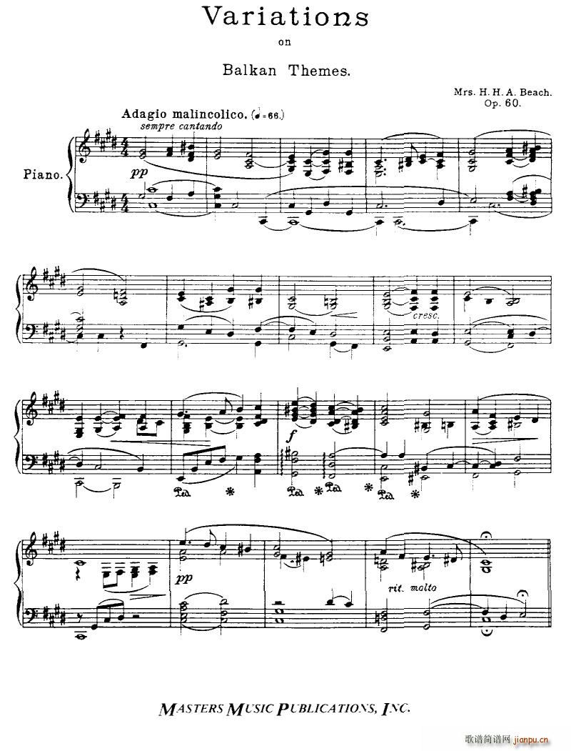 Beach Op 60 Variations on Balkan Themes(����V)3