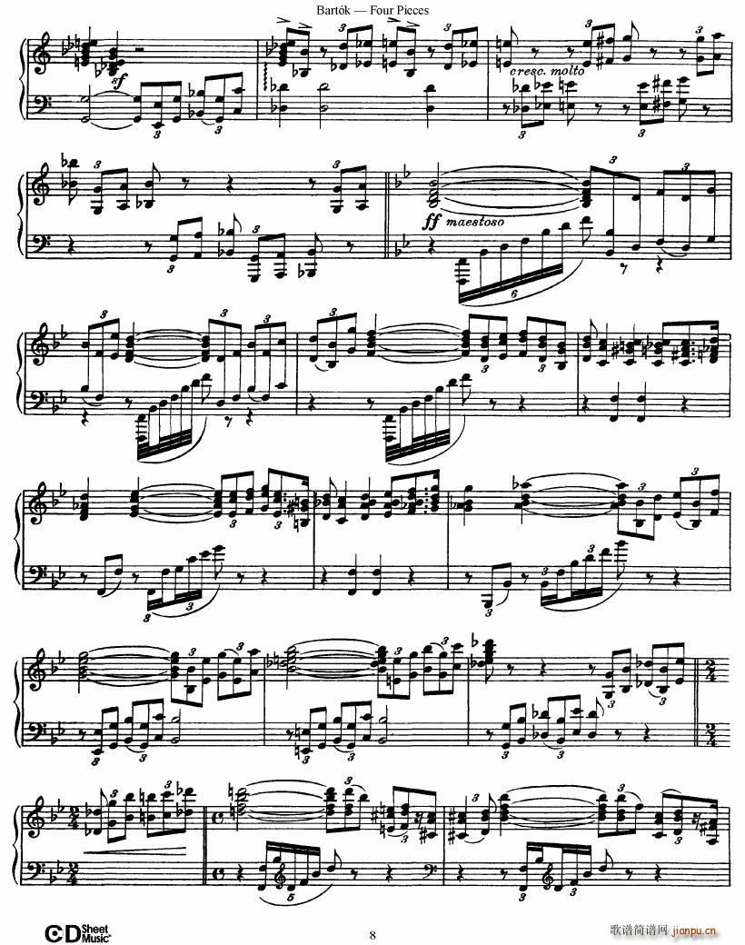Bartok DD 71 Four Piano Pieces(����V)8