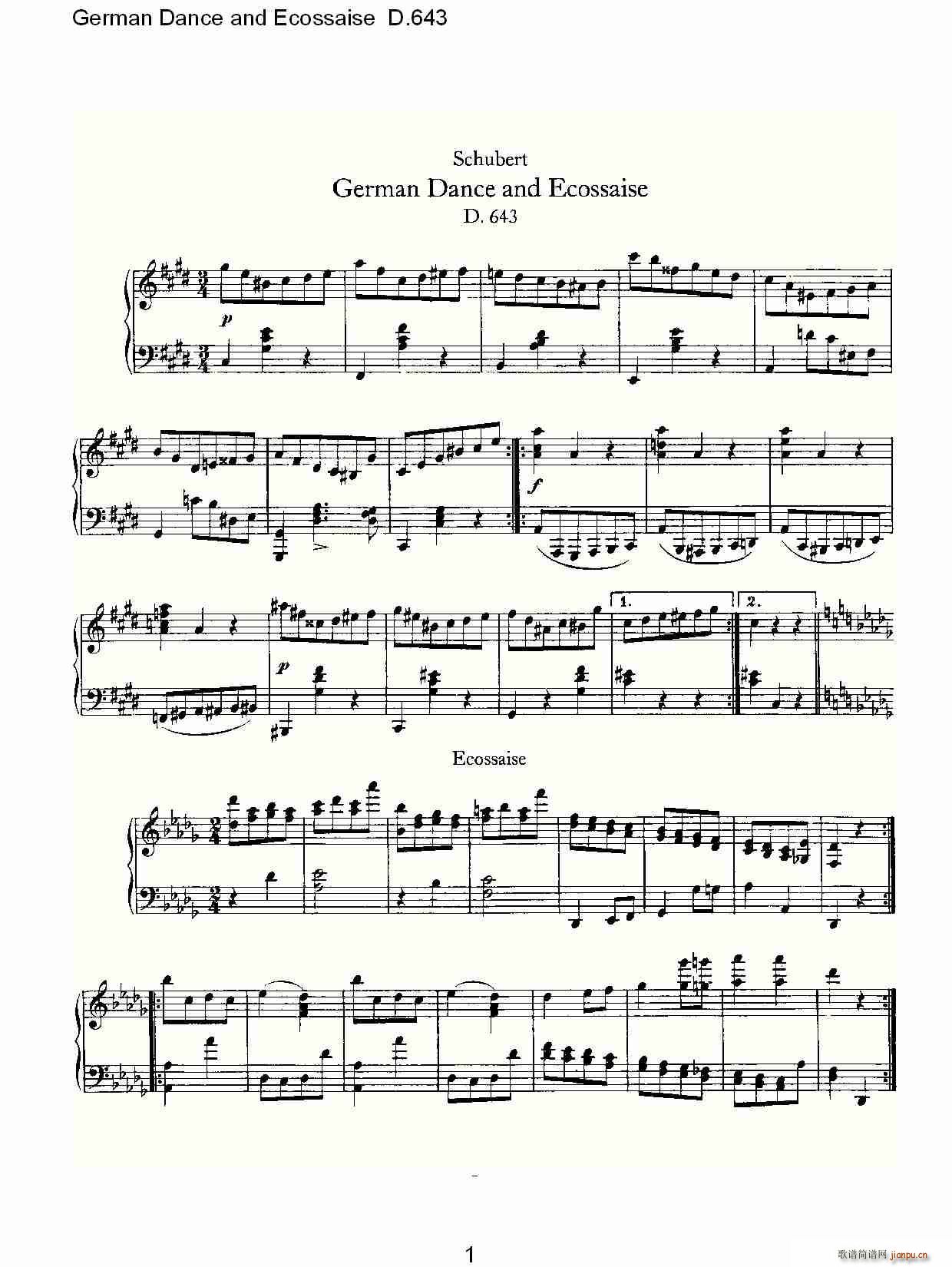 German Dance and Ecossaise D.643(ʮ�ּ�����)1