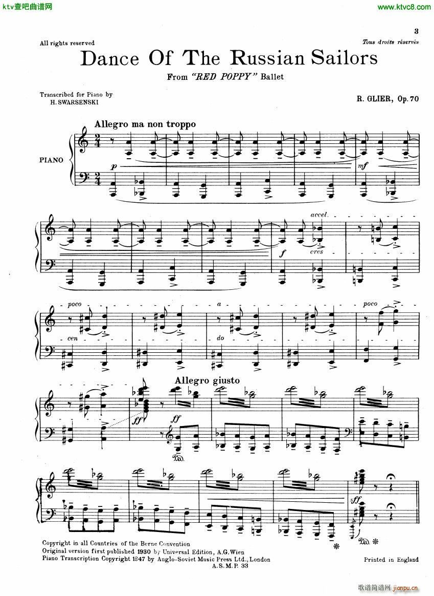 GLIERE SWARSENKI Danza de los marineros rusos op70(����V)1