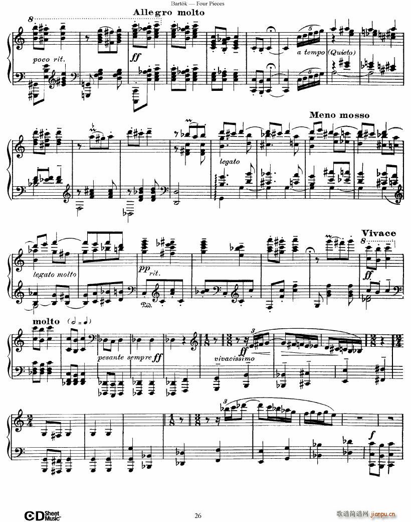 Bartok DD 71 Four Piano Pieces(����V)26