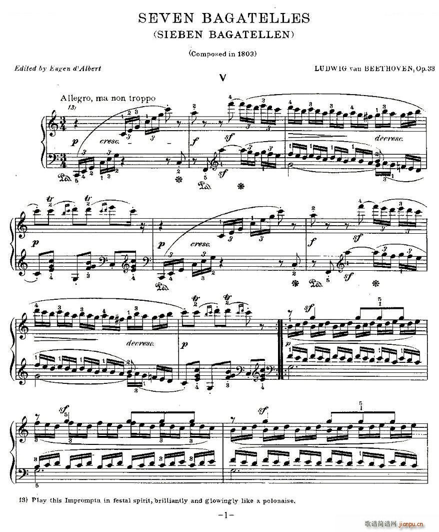 ؐ������СƷ Bagatelles Op 33 ֮��(����V)1