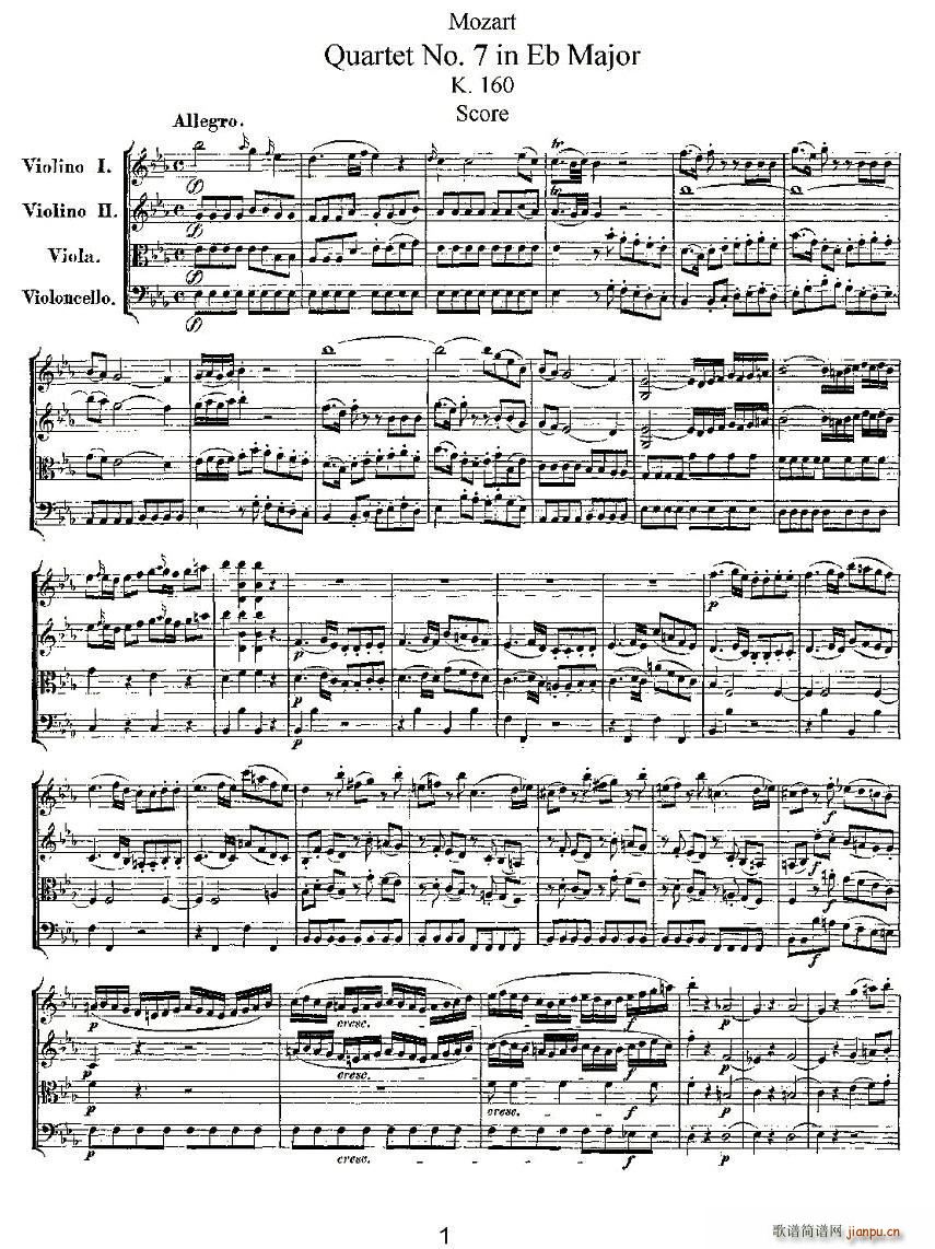 Quartet No 7 in Eb Major K 160 ��E���{�����Ҙ�(l�� )������(���V)1