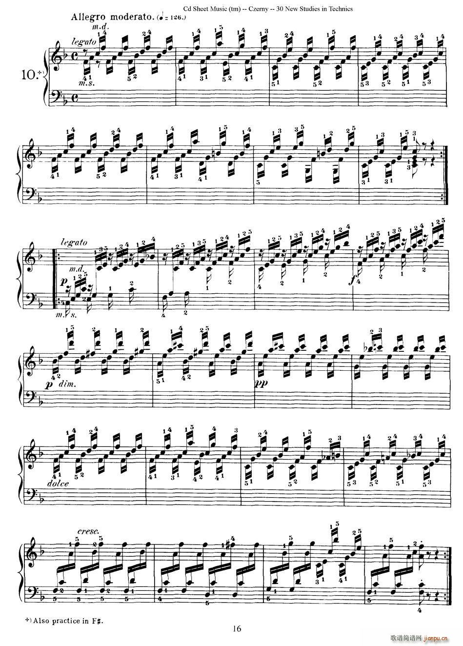 Czerny 30 New Studies 10 ܇(ch��)����Op849 30�׾�����(ʮ�ּ�����)1