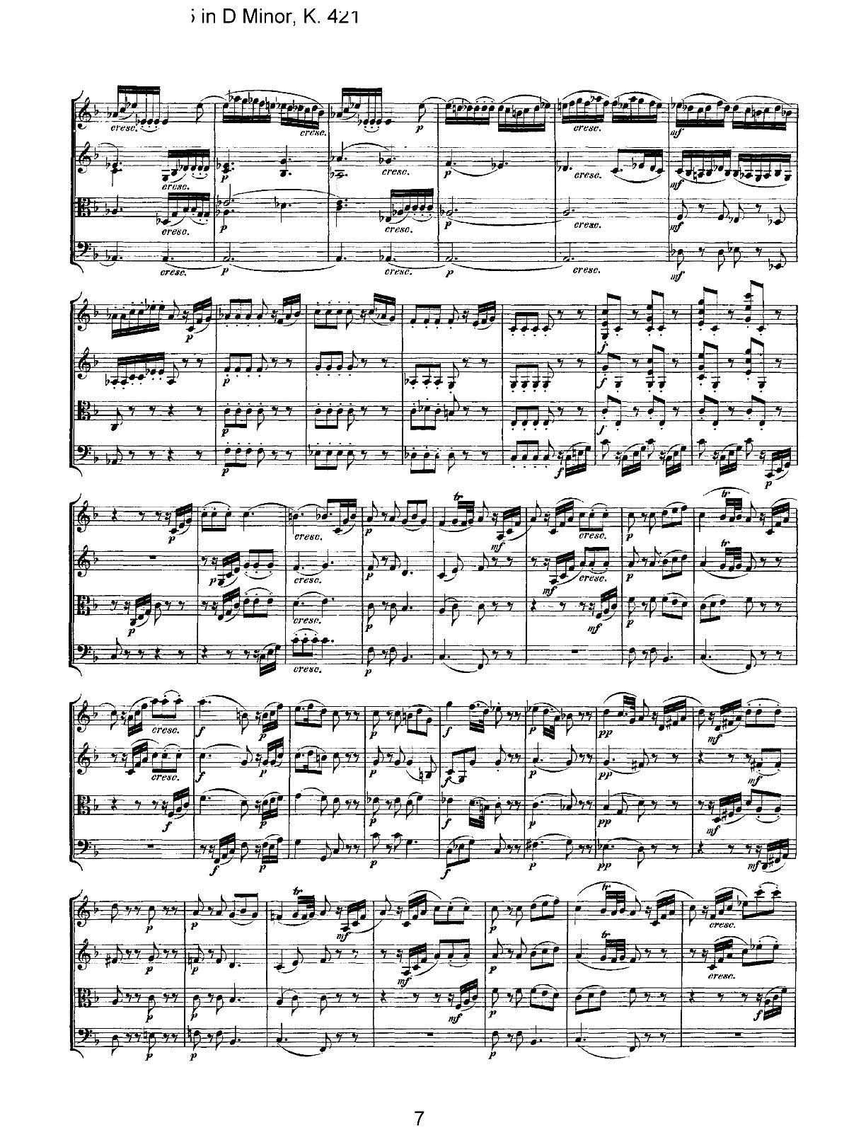 Mozart Quartet No 15 in D Minor K 421(���V)7