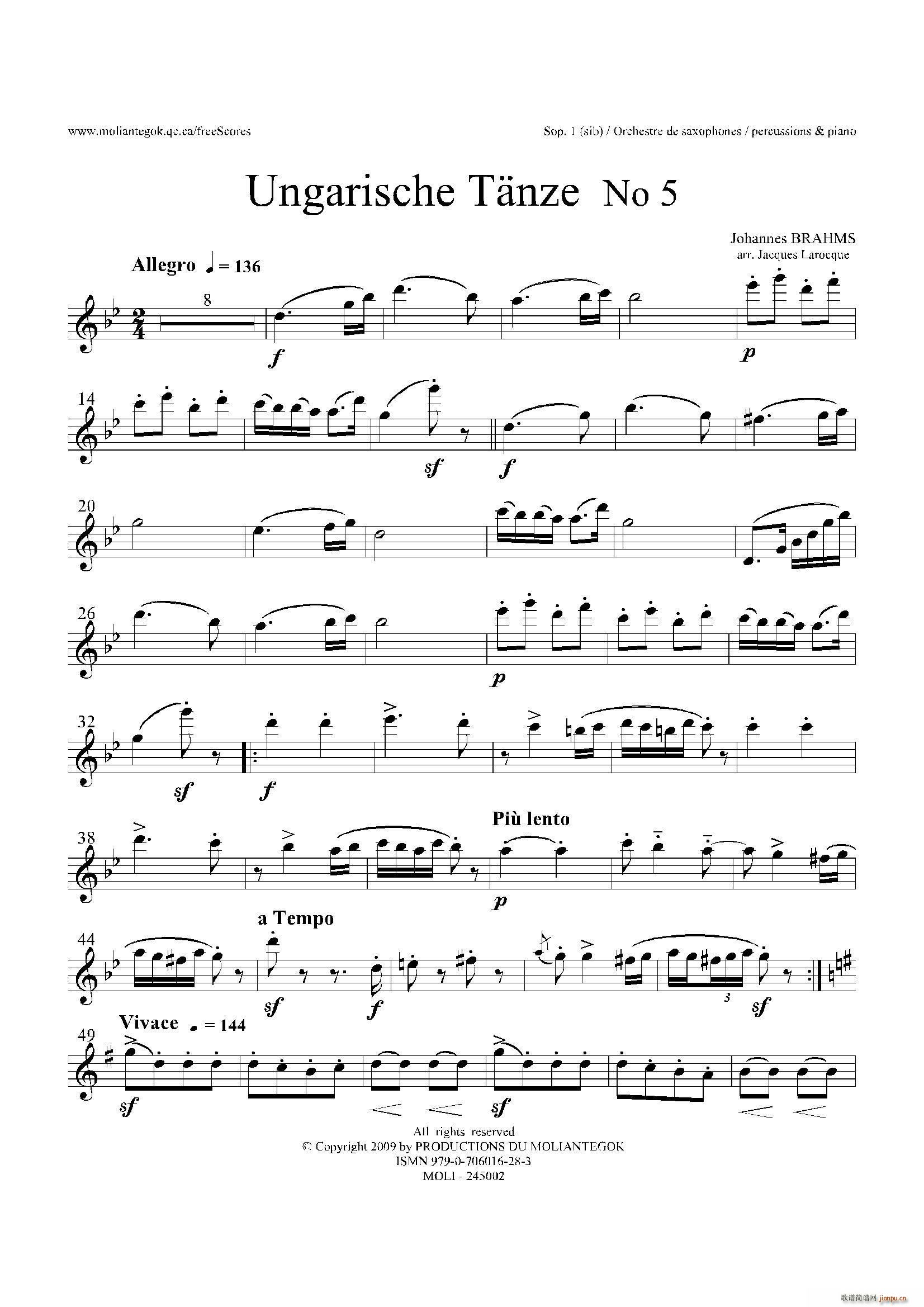 Ungarische Tnze No 5 ʮ������Sop 1 2?(���V)1