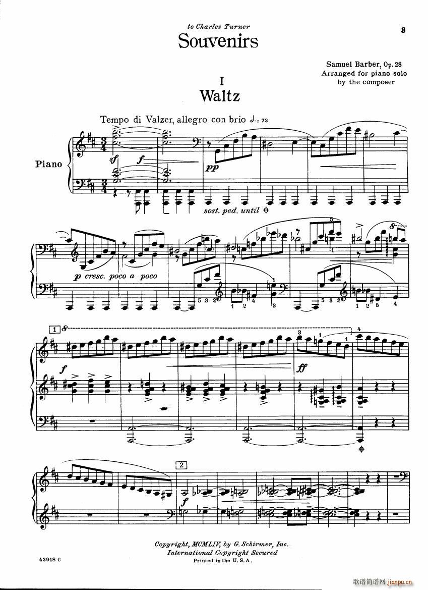 Barber op 28 Souvenirs piano solo(����V)3