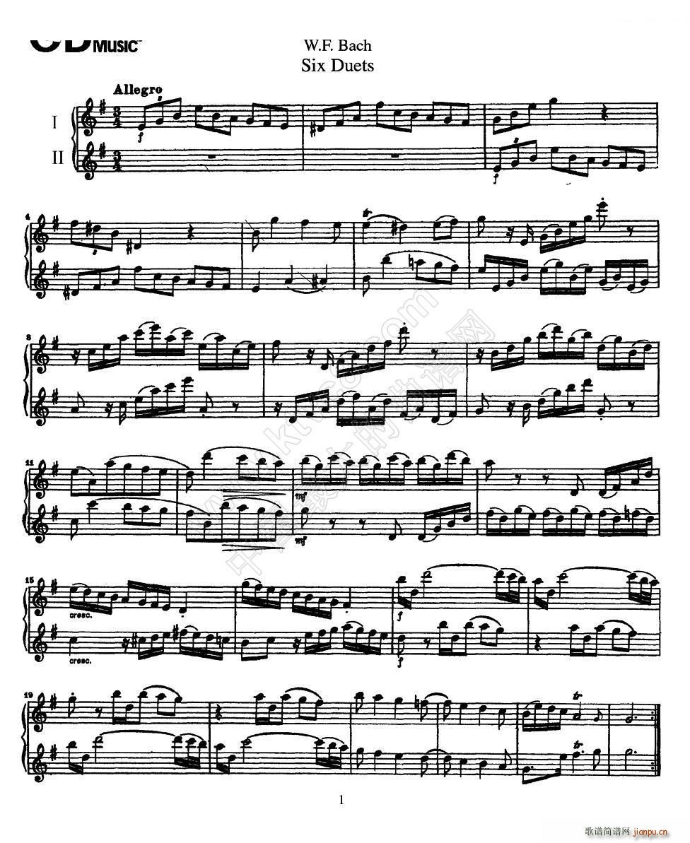 Six Duets 6�׶����� 1(���V)1