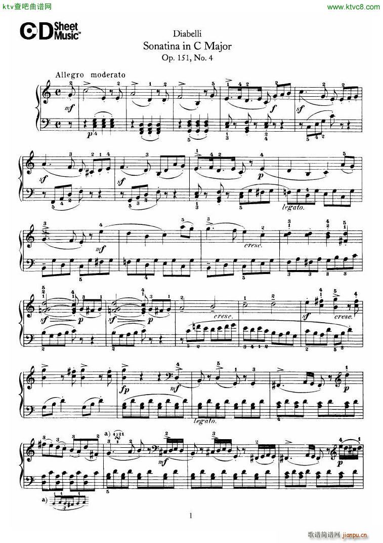 Diabelli Sonatinas Op 151 No 1 4 23P(����V)18