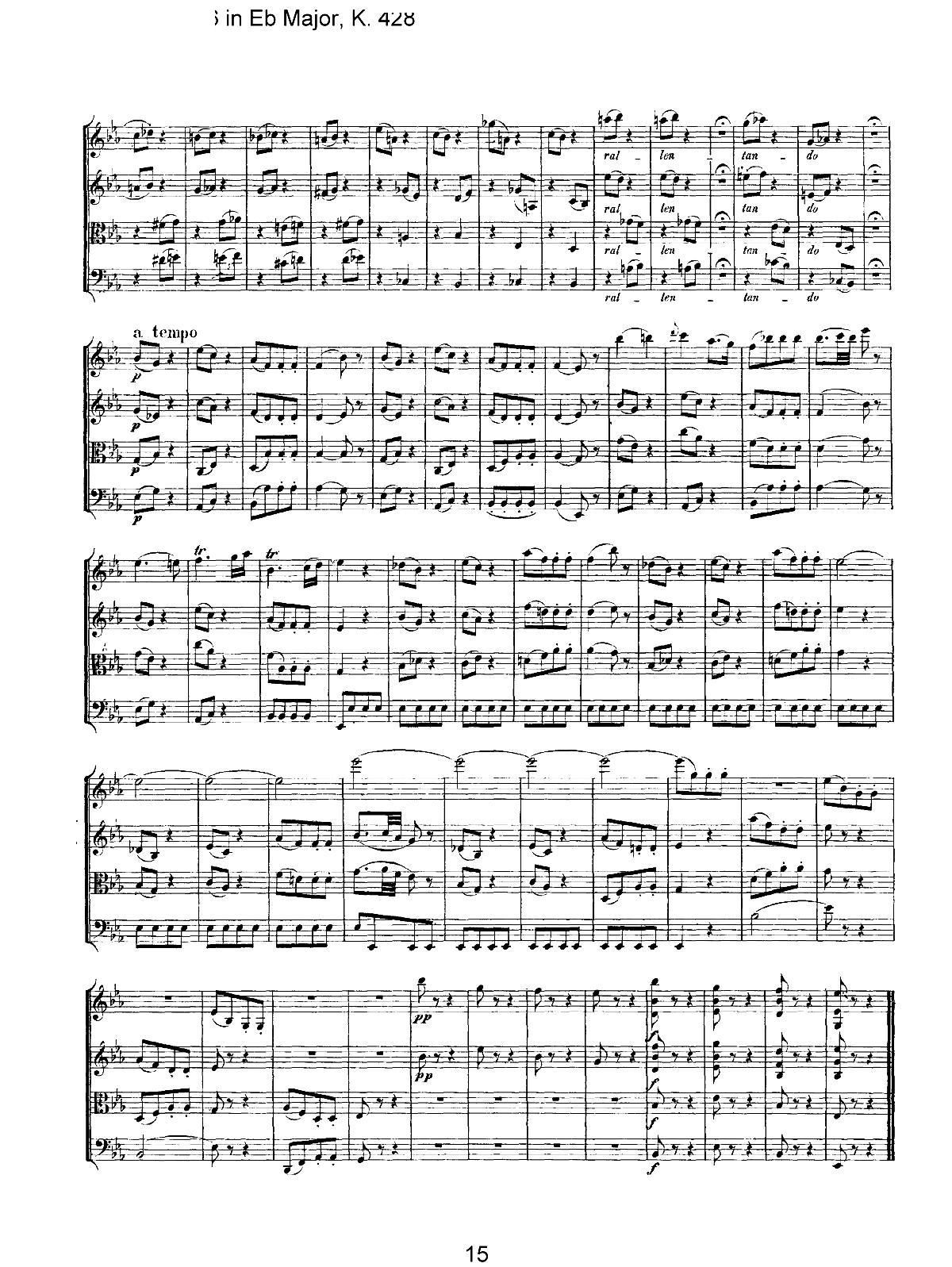 Mozart Quartet No 16 in Eb Major K 428(���V)15