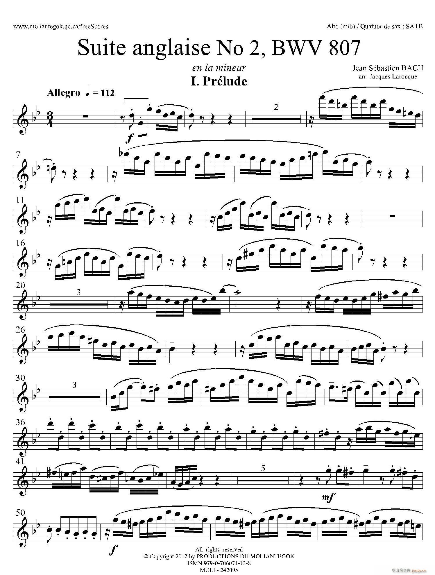 Suite anglaise No 2 BWV 807 �����M��֮�� ǰ���� �����_��˹(ʮ�ּ�����)1
